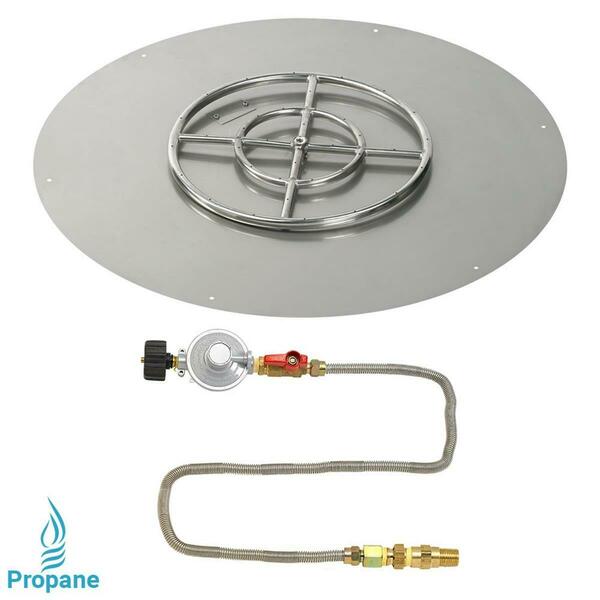 American Fireglass 36 In. Round Stainless Steel Flat Pan With Match Light Kit - Propane SS-RFPMKIT-P-36